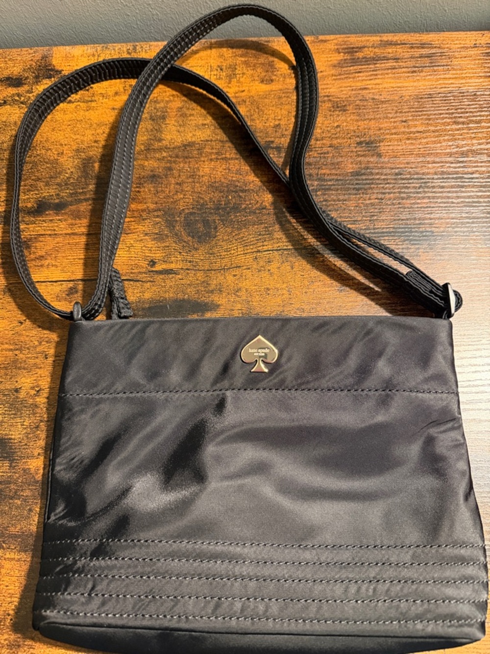 Kate Spade black nylon spade-logo crossbody bag